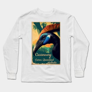 Cairns Australia Cassowary Vintage Travel Art Poster Long Sleeve T-Shirt